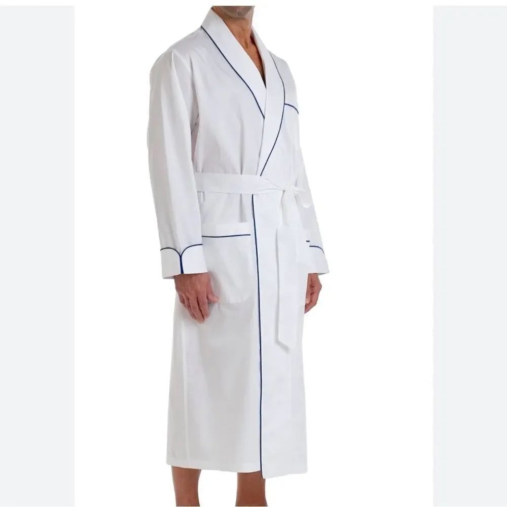 P JAMAS Men's White Classics Robe
Blue Cording *NO BELT XS
